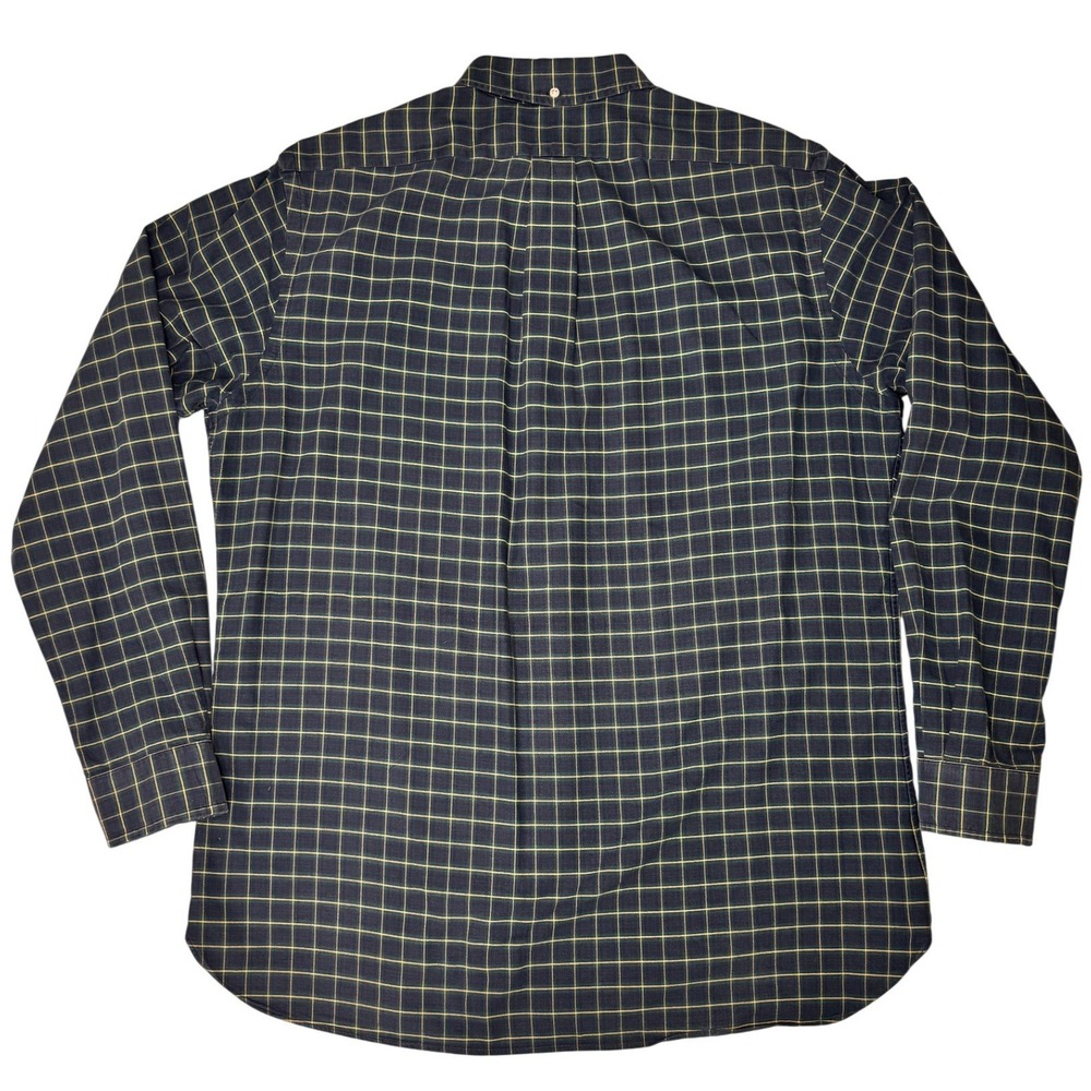 Ralph Lauren Button Down Shirt Mens L Navy Blue Yellow Grid Custom Fit Plaid - Picture 3 of 13
